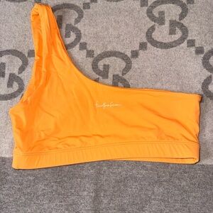 437 Orange One Shoulder Sports Bra